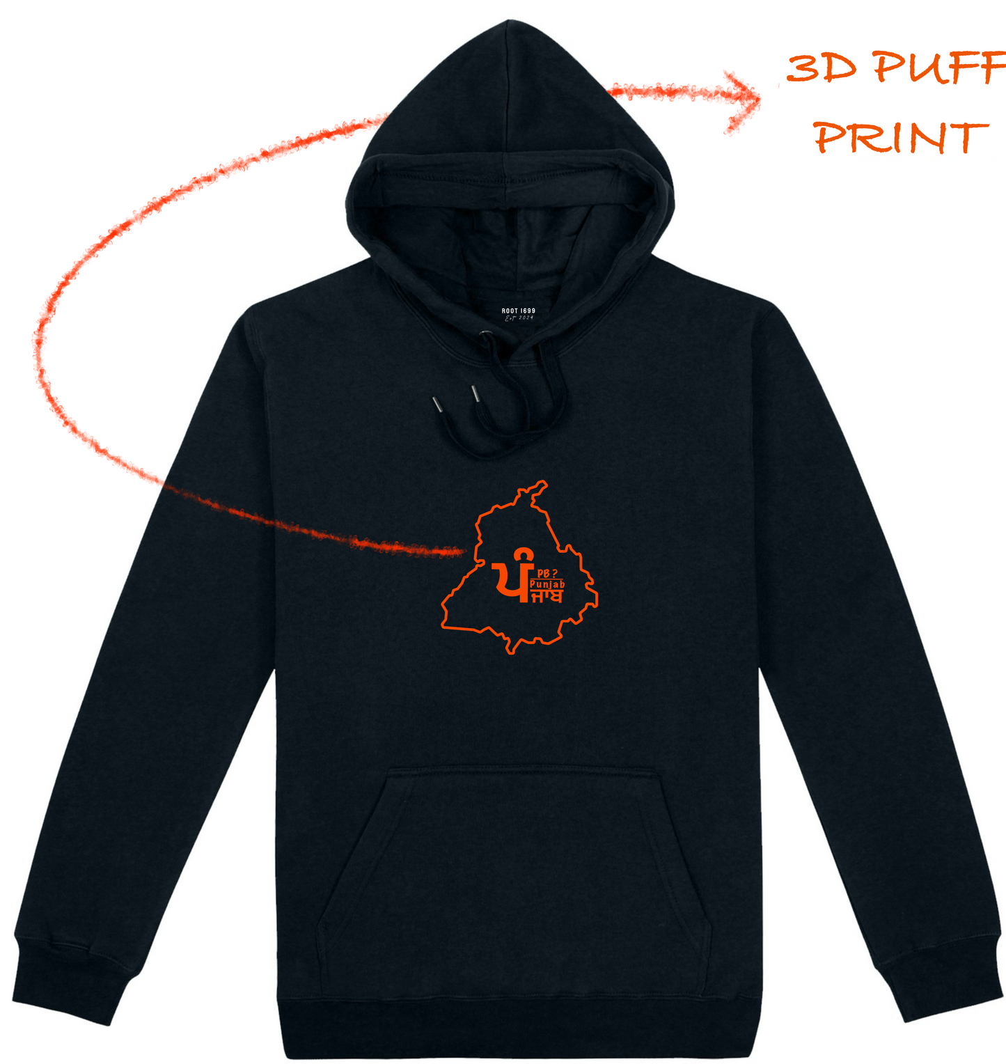 Punjab map Hoodie 3D Puff