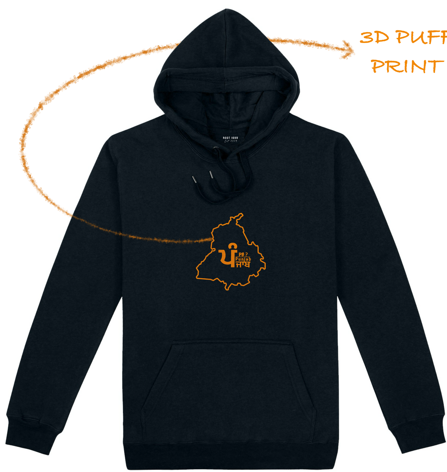 Punjab map Hoodie 3D Puff